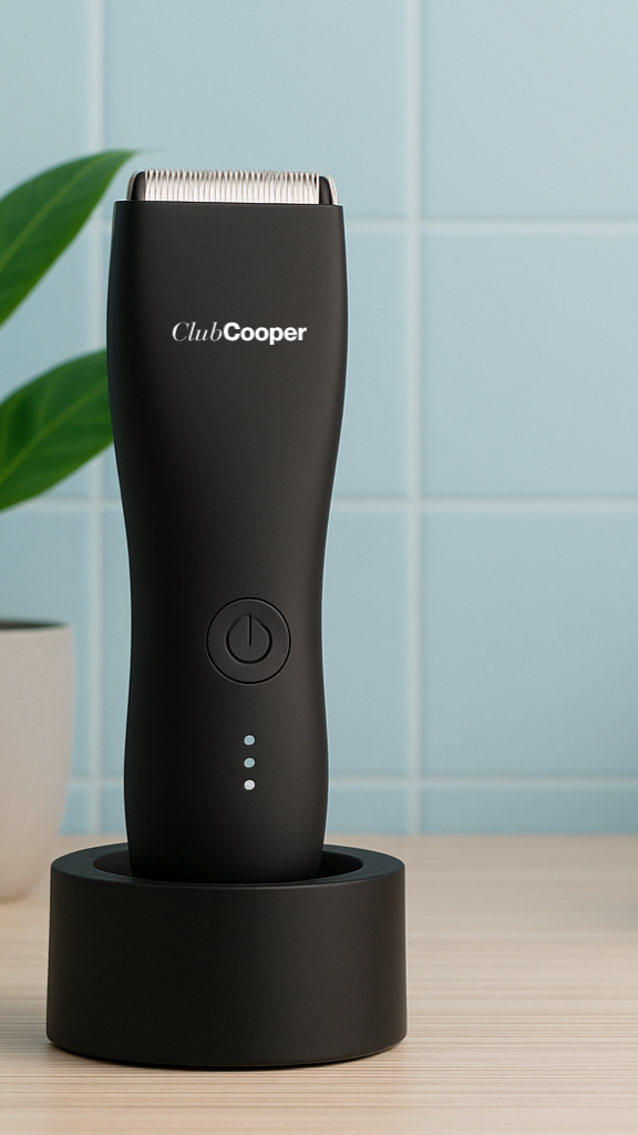 Tondeuse Cooper noire – Socle de recharge design salle de bain
