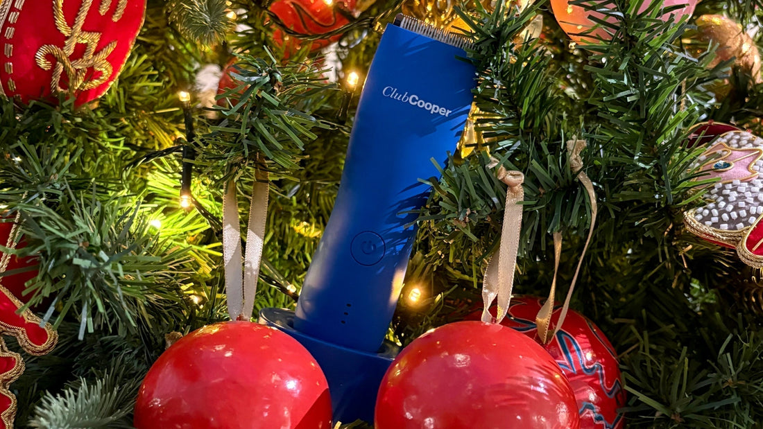 tondeuse sapin de noel et boules