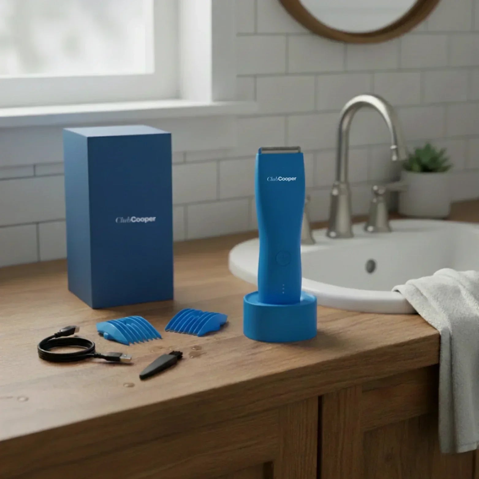 tondeuse cooper bleue salle de bain