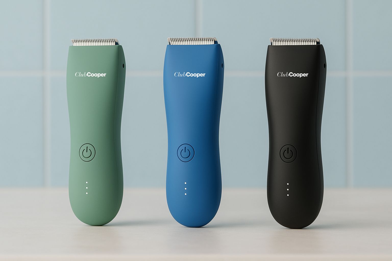 Tondeuse Cooper – Modèles vert, bleu et noir en comparaison