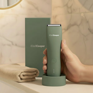 Tondeuse verte lumière chaleureuse salle de bain