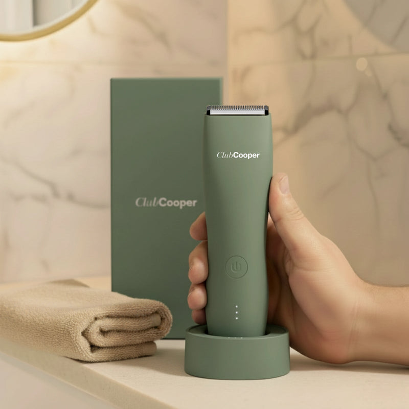 Tondeuse verte lumière chaleureuse salle de bain