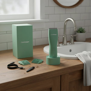 tondeuse verte intérieur salle de bain avec tous les éléments